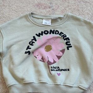 Zara Kids Olive 'Stay Wonderful' Sweatshirt